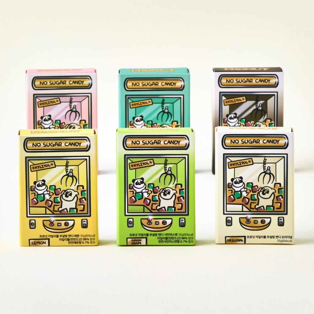 PRONUT Sugar-Free Xylitol Candy (6 flaovrs : original, peppermint, green grape, lemon, cola, peach)